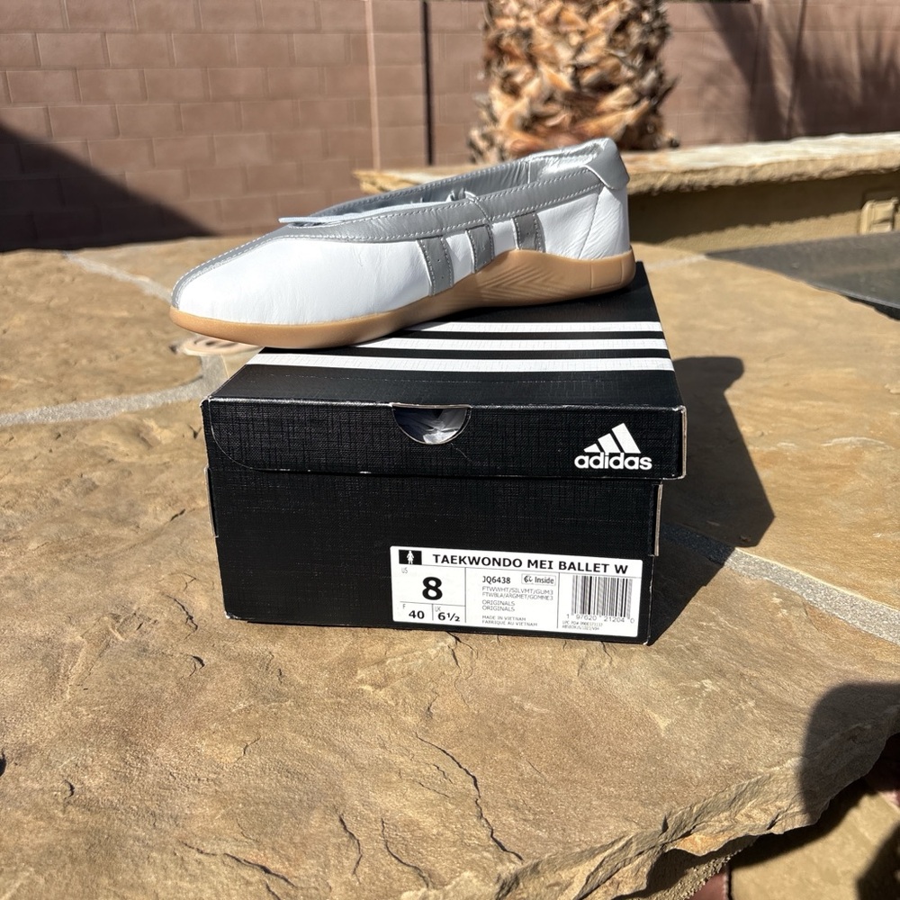 adidas Silver Ballet-Style Taekwondo Training Shoes